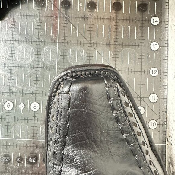 Denver Men Size 7.5 EE Black Leather Buck Stitch Pull On Western Cowboy Boot - Picture 14 of 14